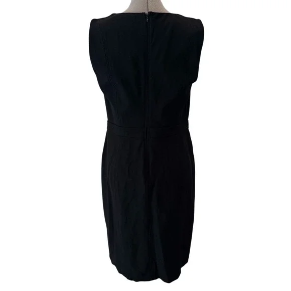 Talbots Petites Black Sleeveless Front Slit Sheath Dress 10P Round Neck Zip Back - Picture 5 of 11